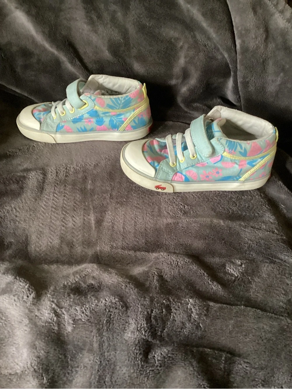 See Kai Run girls high top blue and pink Velcro closure sneakers in size 12 1/2.